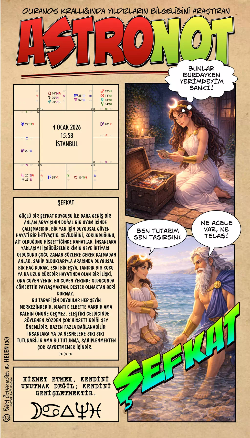 Hizmet etmek, kendini unutmak değil; kendini genişletmektir. - AstroNot - Birol Boyacıoğlu - Enteka Design