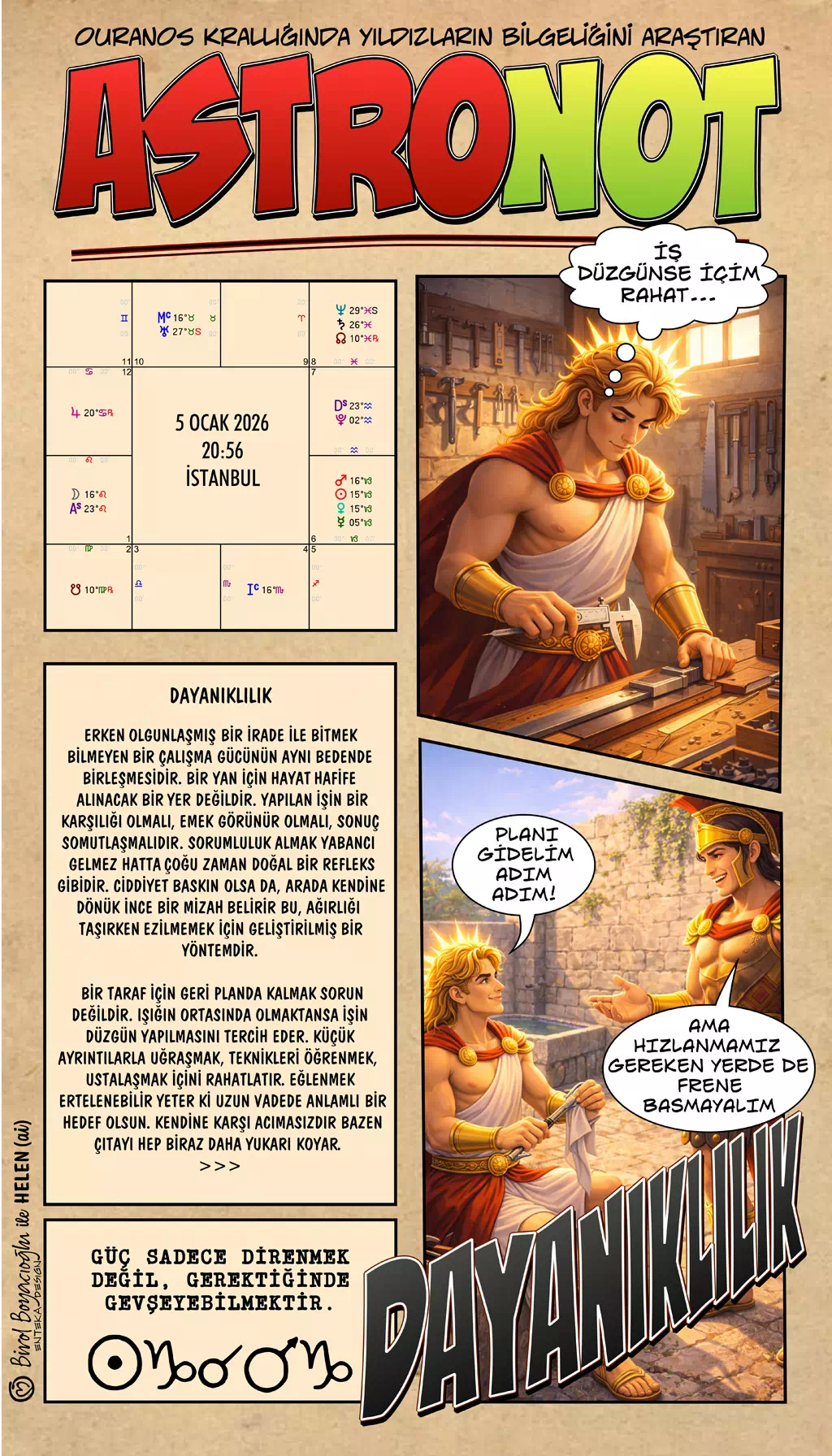 Güç sadece direnmek değil, gerektiğinde gevşeyebilmektir. - AstroNot - Birol Boyacıoğlu - Enteka Design