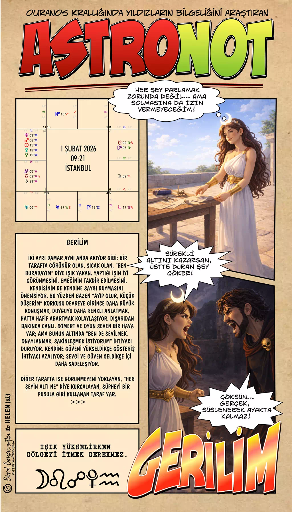 1 Şubat 2026 günlük astroloji – Gerilim teması, ışık ve gölge arasındaki içsel baskı