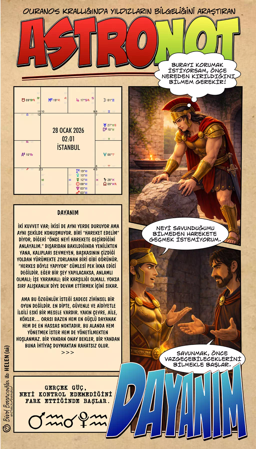 28 Ocak 2026 günlük astroloji – Dayanım teması, içsel güç ve değişime direnç