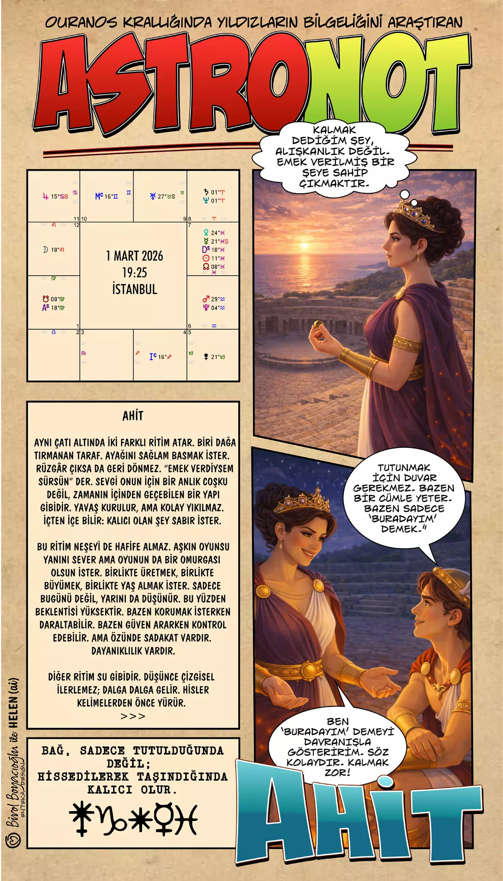 1 Mart 2026 günlük astroloji – Ahit teması ve bağın sorumluluğu