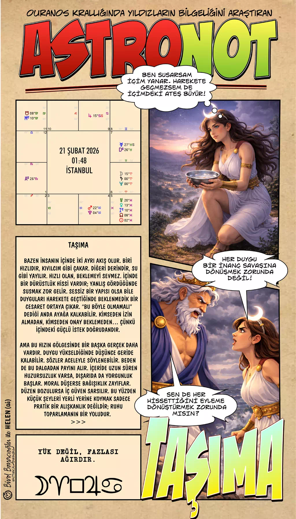 21 Şubat 2026 günlük astroloji – Taşıma teması, içsel yük ve denge arayışı