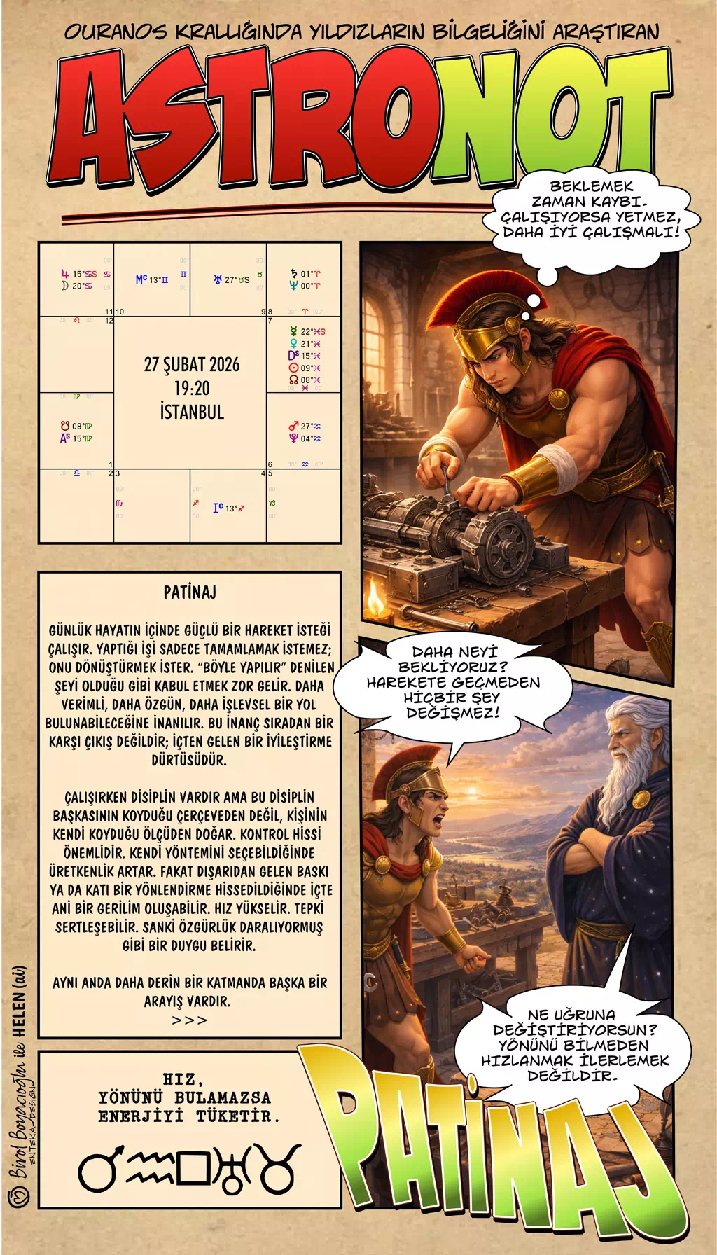 27 Şubat 2026 günlük astroloji – Patinaj teması ve yönsüz hız vurgusu