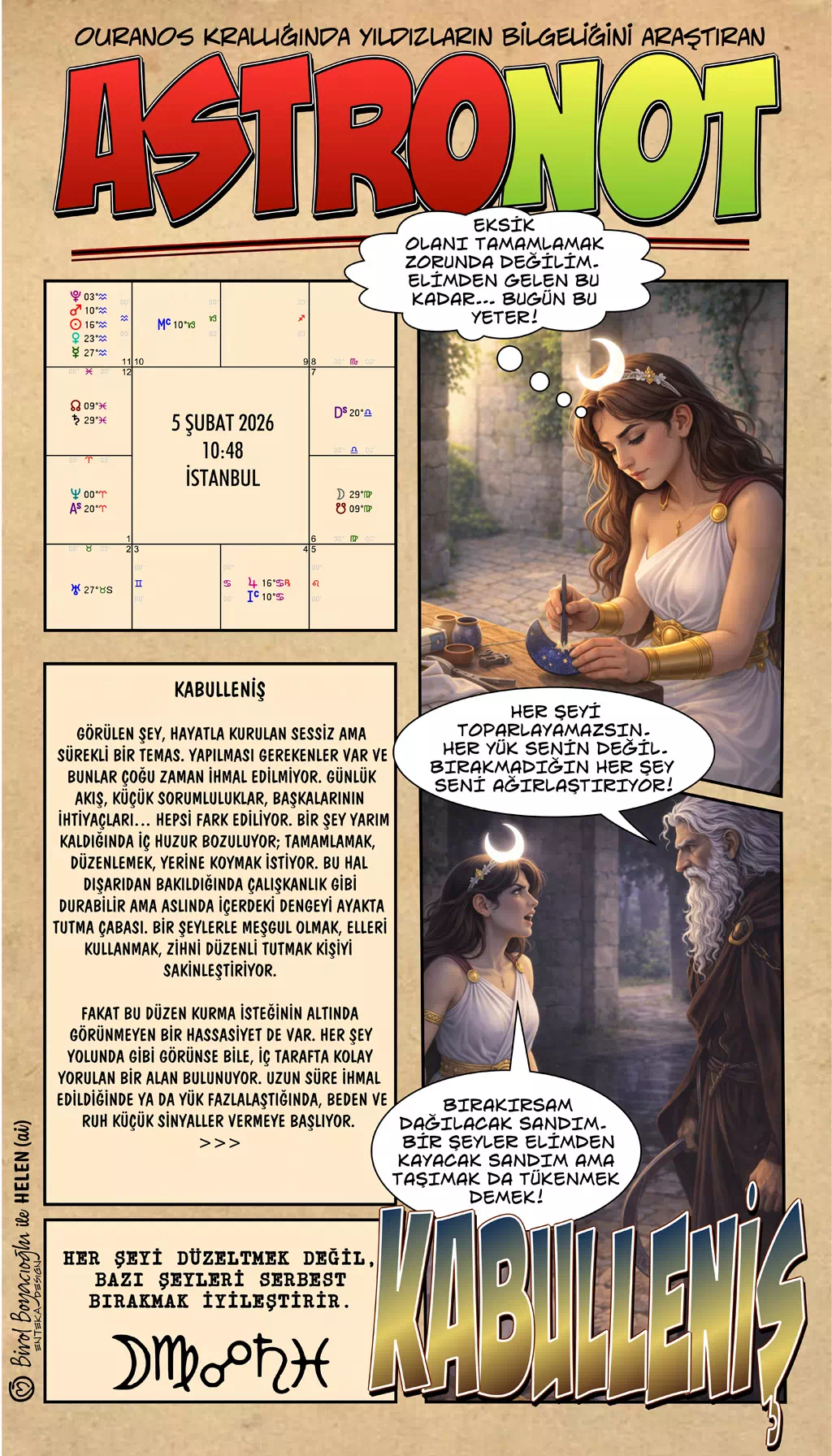 5 Şubat 2026 günlük astroloji – Kabulleniş teması, gündelik sorumluluklarla sakin uyum