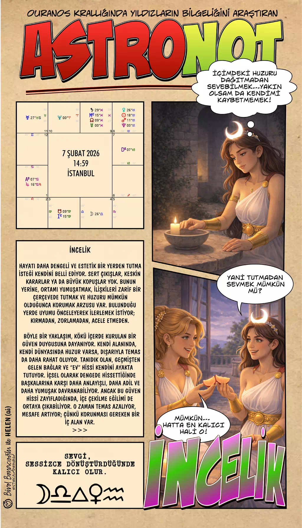 7 Şubat 2026 günlük astroloji – İncelik teması, ilişkilerde zarafet ve sessiz denge