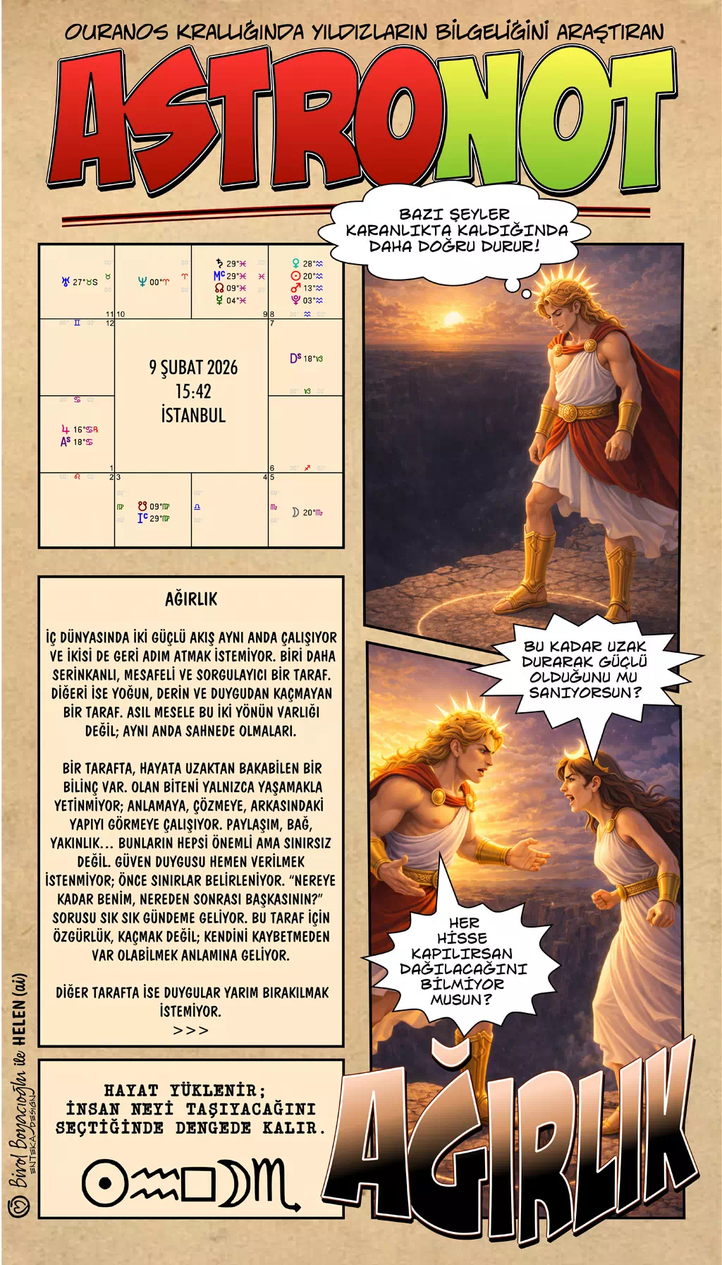 9 Şubat 2026 günlük astroloji – Ağırlık teması, içsel yükler ve denge kurma ihtiyacı