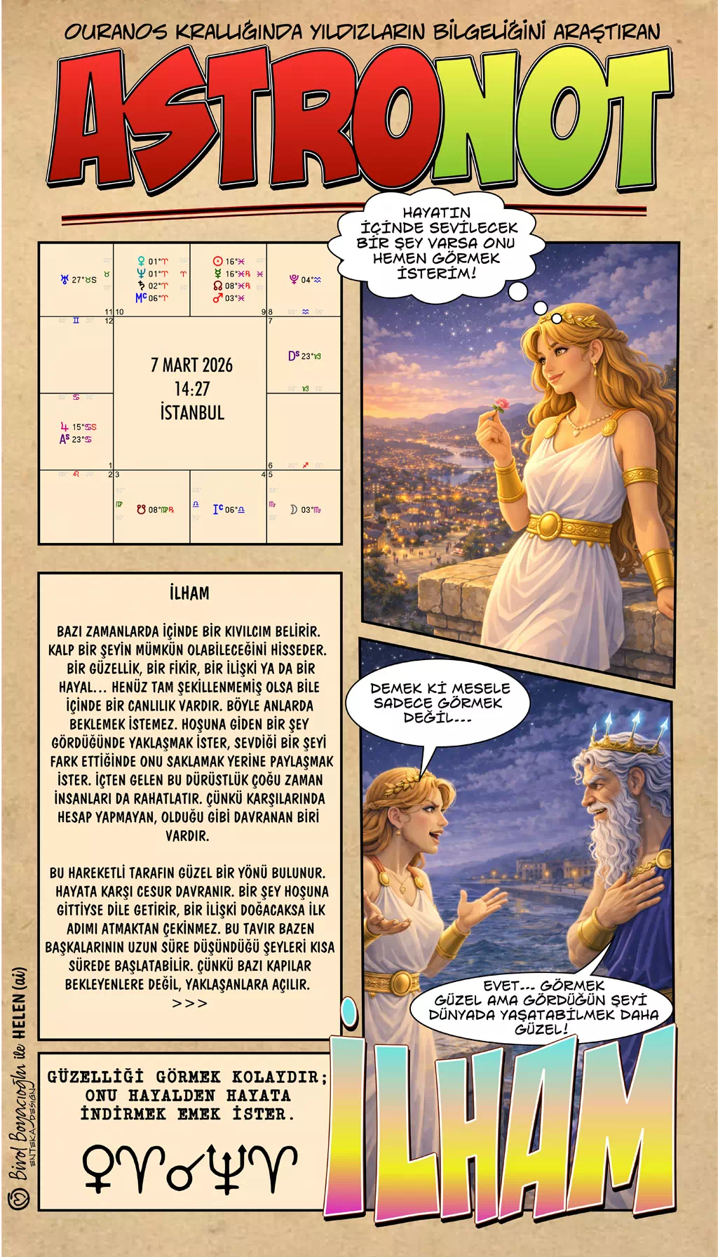 7 Mart 2026 günlük astroloji – İlham teması ve yaratıcı kıvılcım