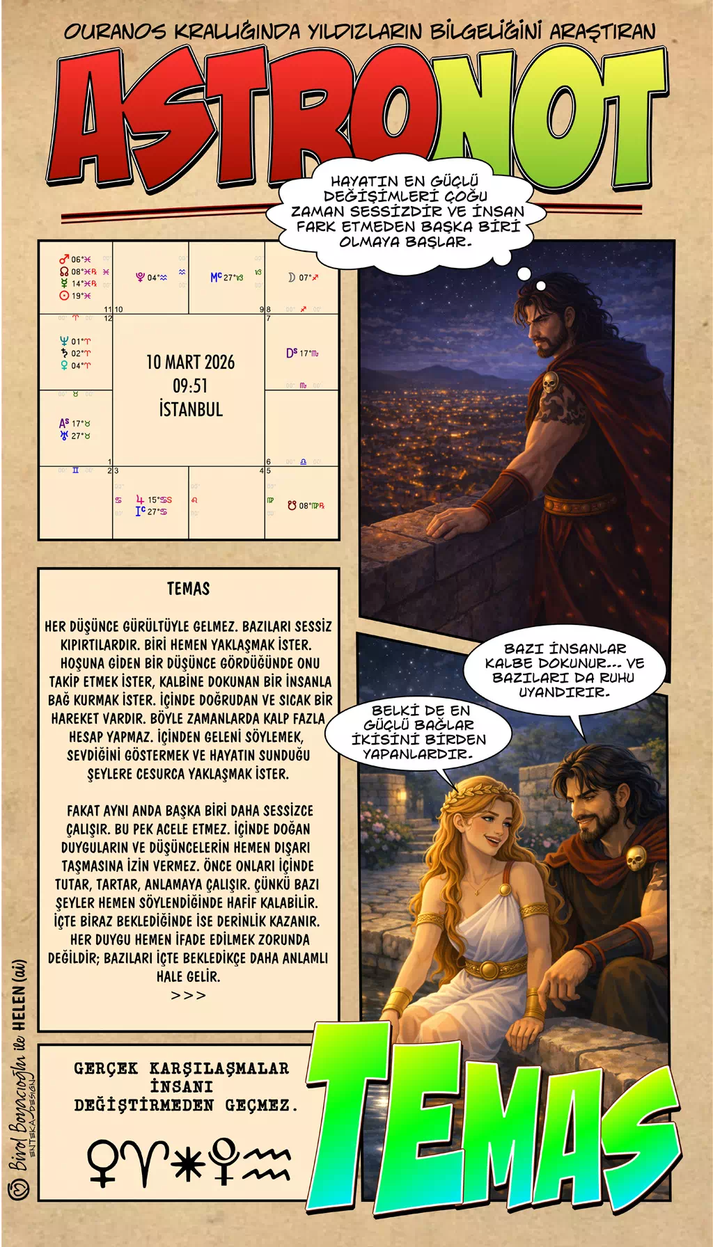 10 Mart 2026 günlük astroloji – Temas teması ve gerçek karşılaşmalar