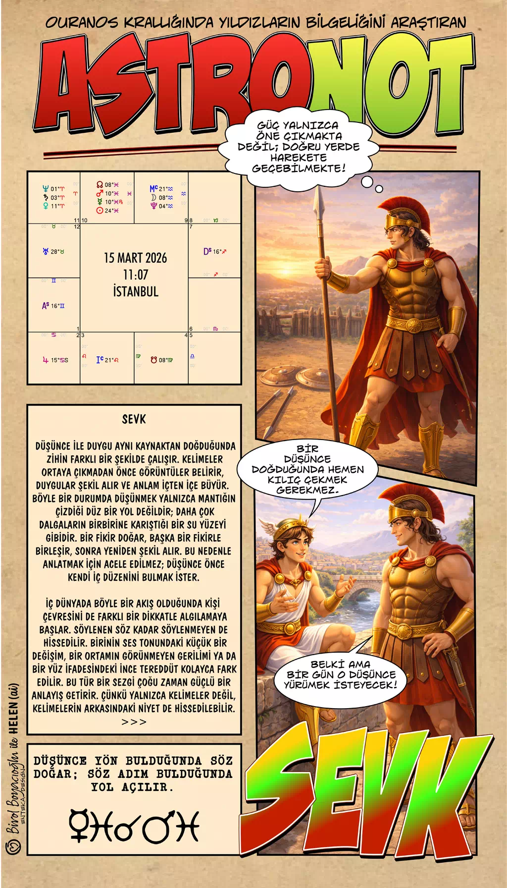 15 Mart 2026 günlük astroloji – Sevk teması ve düşüncenin yön bulması
