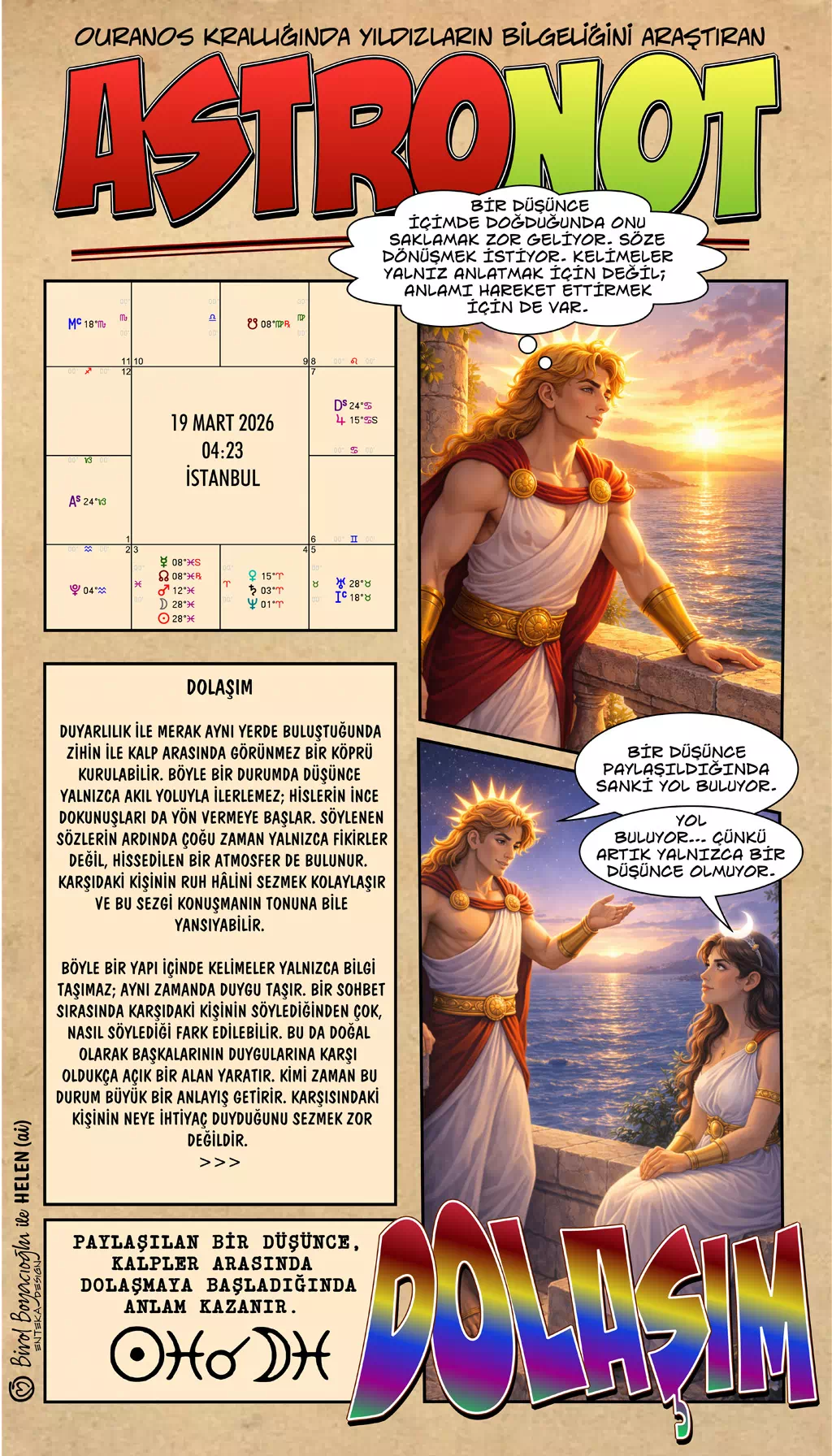 19 Mart 2026 günlük astroloji – Dolaşım teması ve düşüncenin paylaşılması