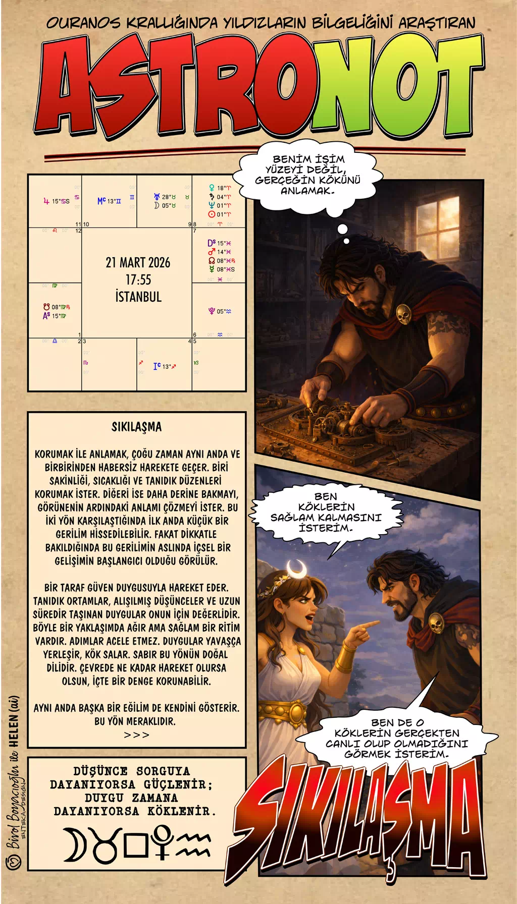 21 Mart 2026 günlük astroloji – Sıkılaşma teması ve düşüncenin güçlenmesi