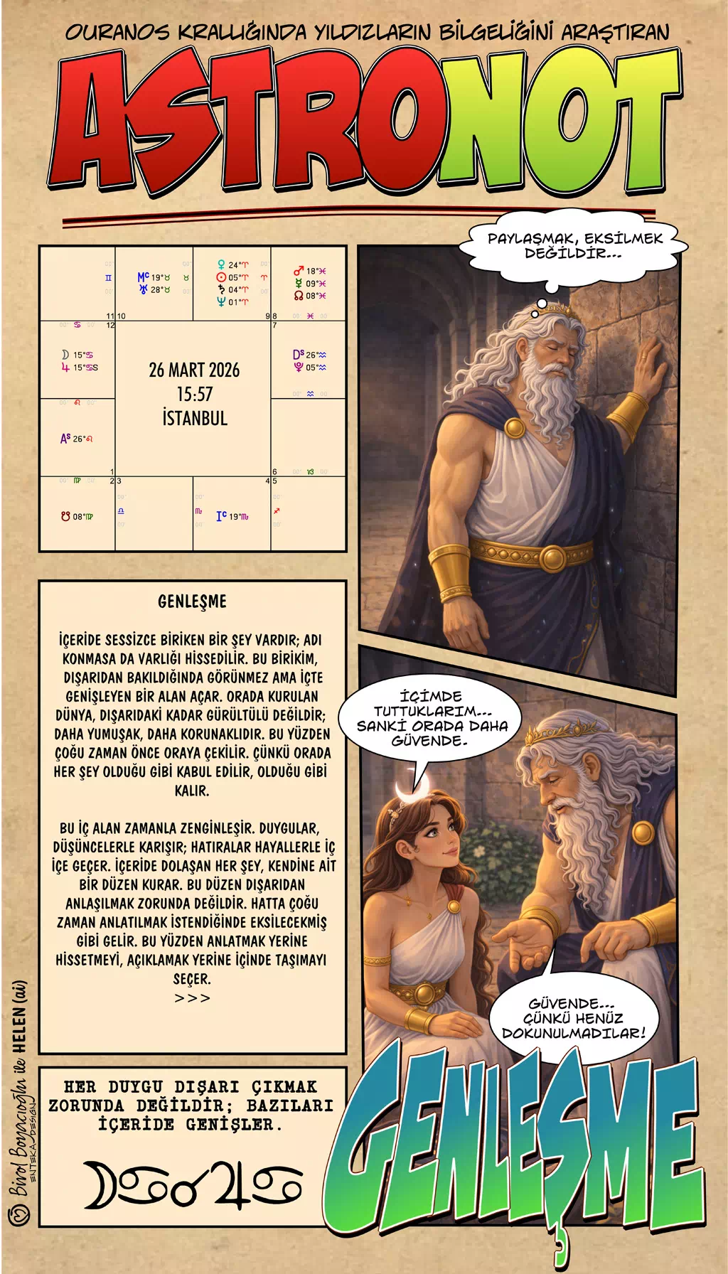 26 Mart 2026 günlük astroloji – Genleşme teması ve içsel genişleme