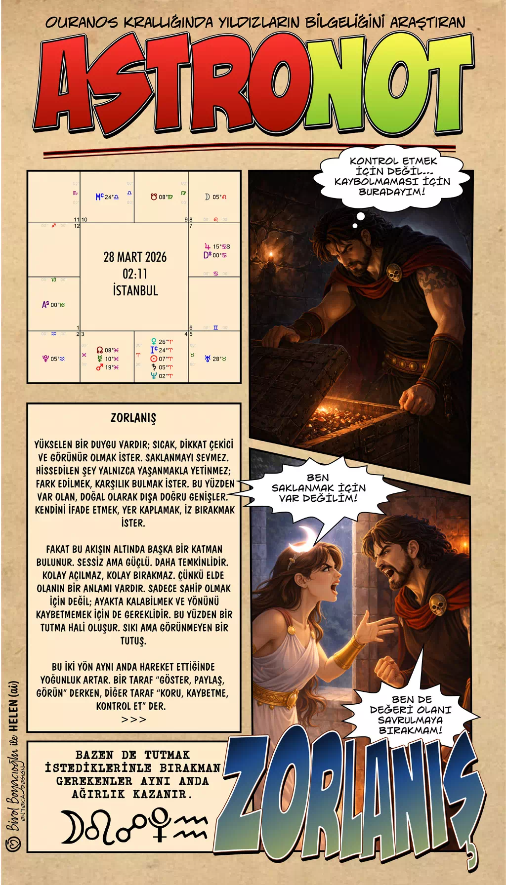 28 Mart 2026 günlük astroloji – Zorlanış teması ve içsel gerilim