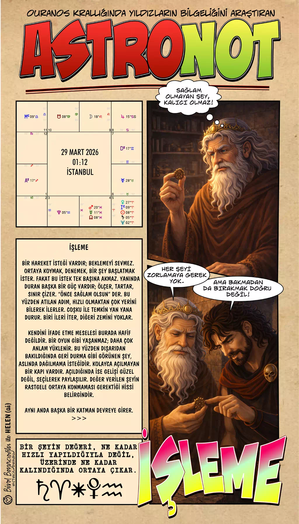 29 Mart 2026 günlük astroloji – İşleme teması ve emeğin derinleşmesi