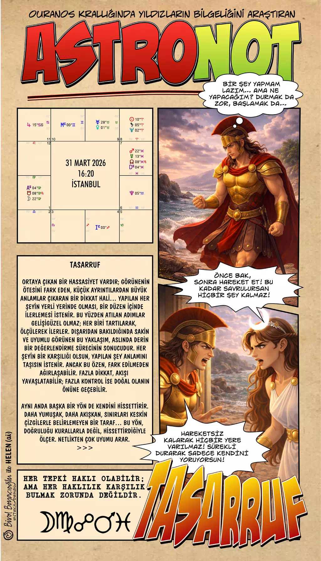 31 Mart 2026 günlük astroloji – Tasarruf teması ve ölçülü tepki
