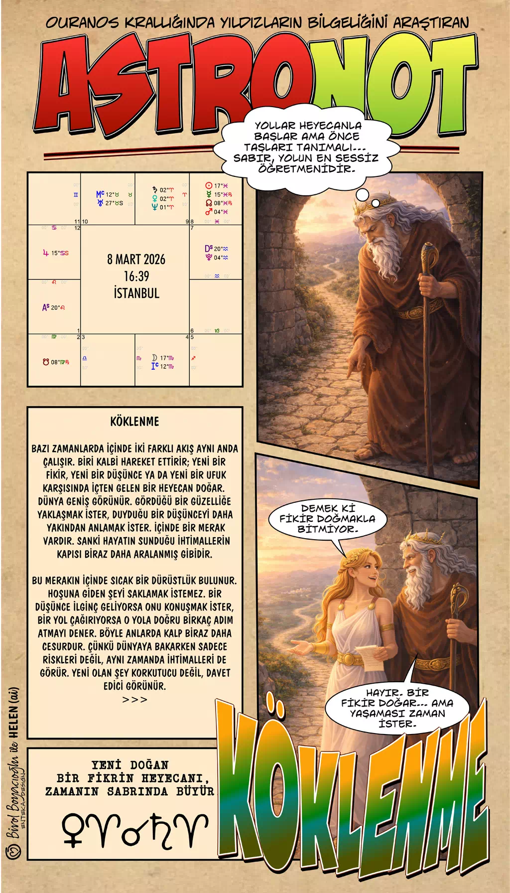 8 Mart 2026 günlük astroloji – Köklenme teması ve yeni fikrin büyümesi