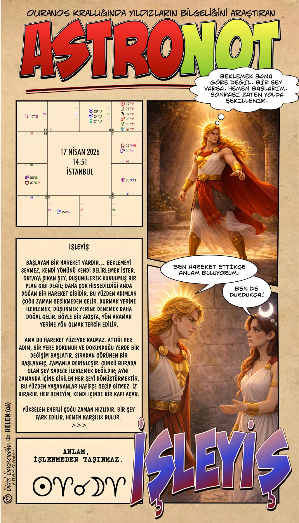 17 Nisan 2026 günlük astroloji – İşleyiş teması ve hareketin oluşumu