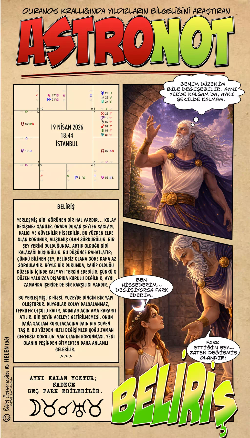 19 Nisan 2026 günlük astroloji – Beliriş teması ve fark ediş