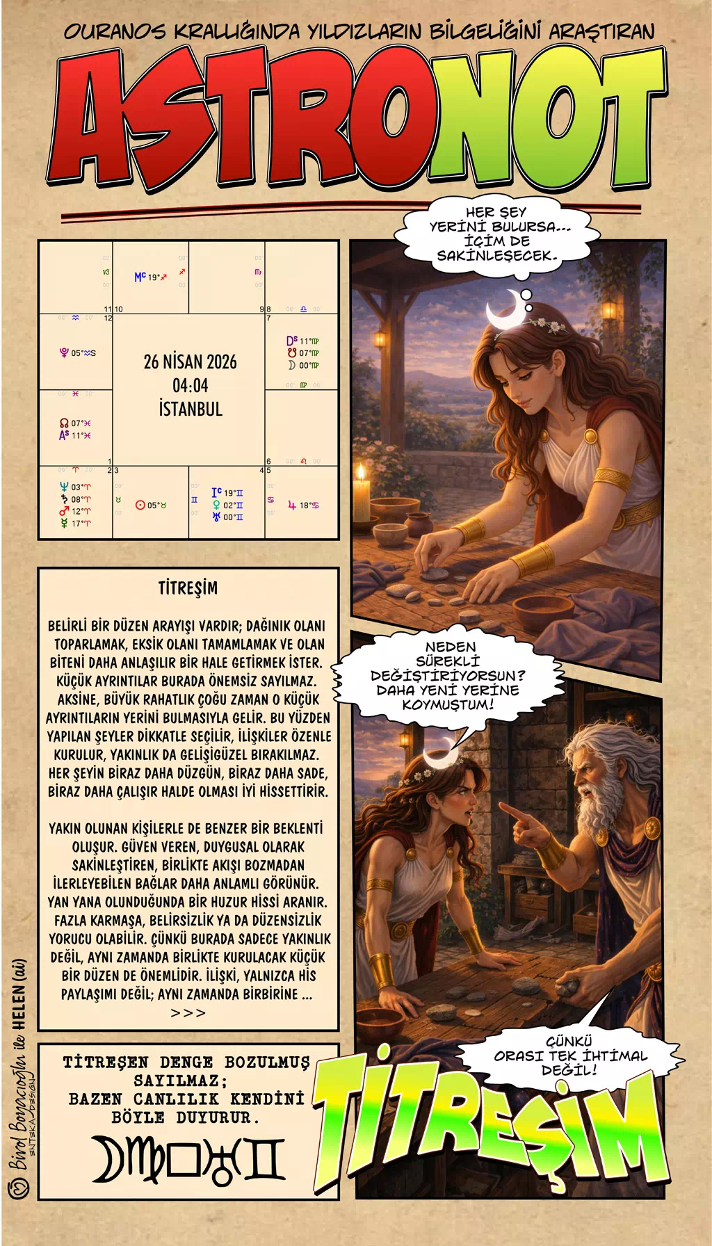 26 Nisan 2026 günlük astroloji – Titreşim teması ve hassas düzen