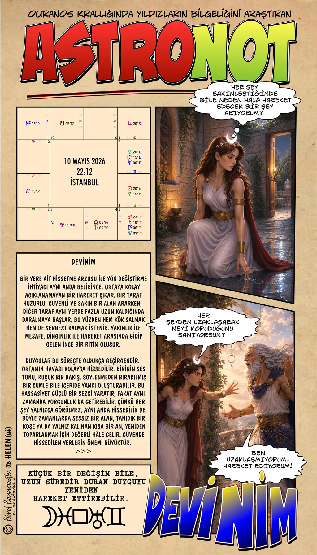 10 Mayıs 2026 günlük astroloji – Devinim teması ve yön değişimi