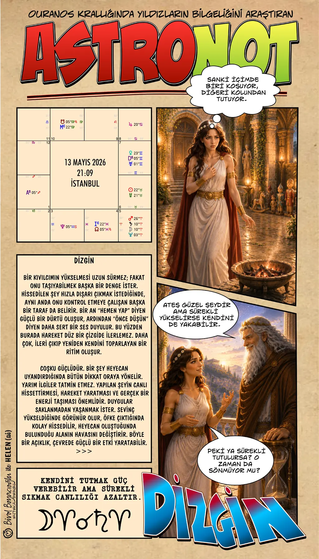 13 Mayıs 2026 günlük astroloji – Dizgin teması ve içsel kontrol