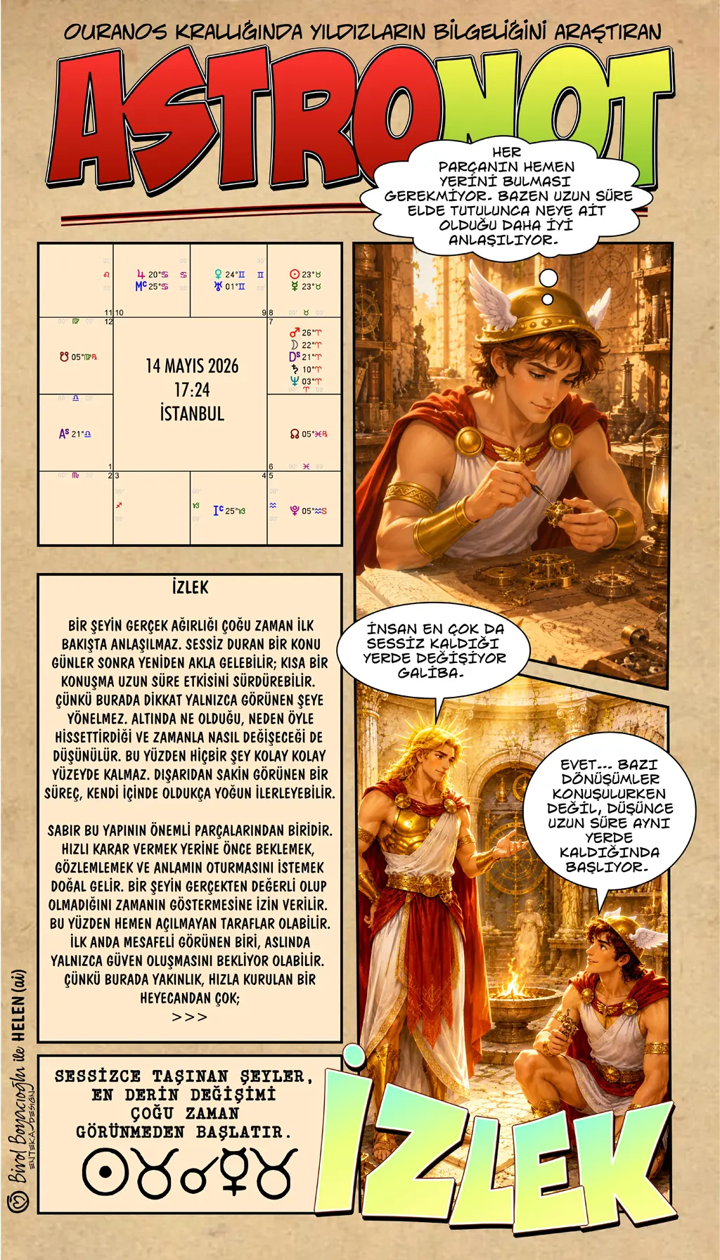 14 Mayıs 2026 günlük astroloji – İzlek teması ve görünmeyen dönüşüm