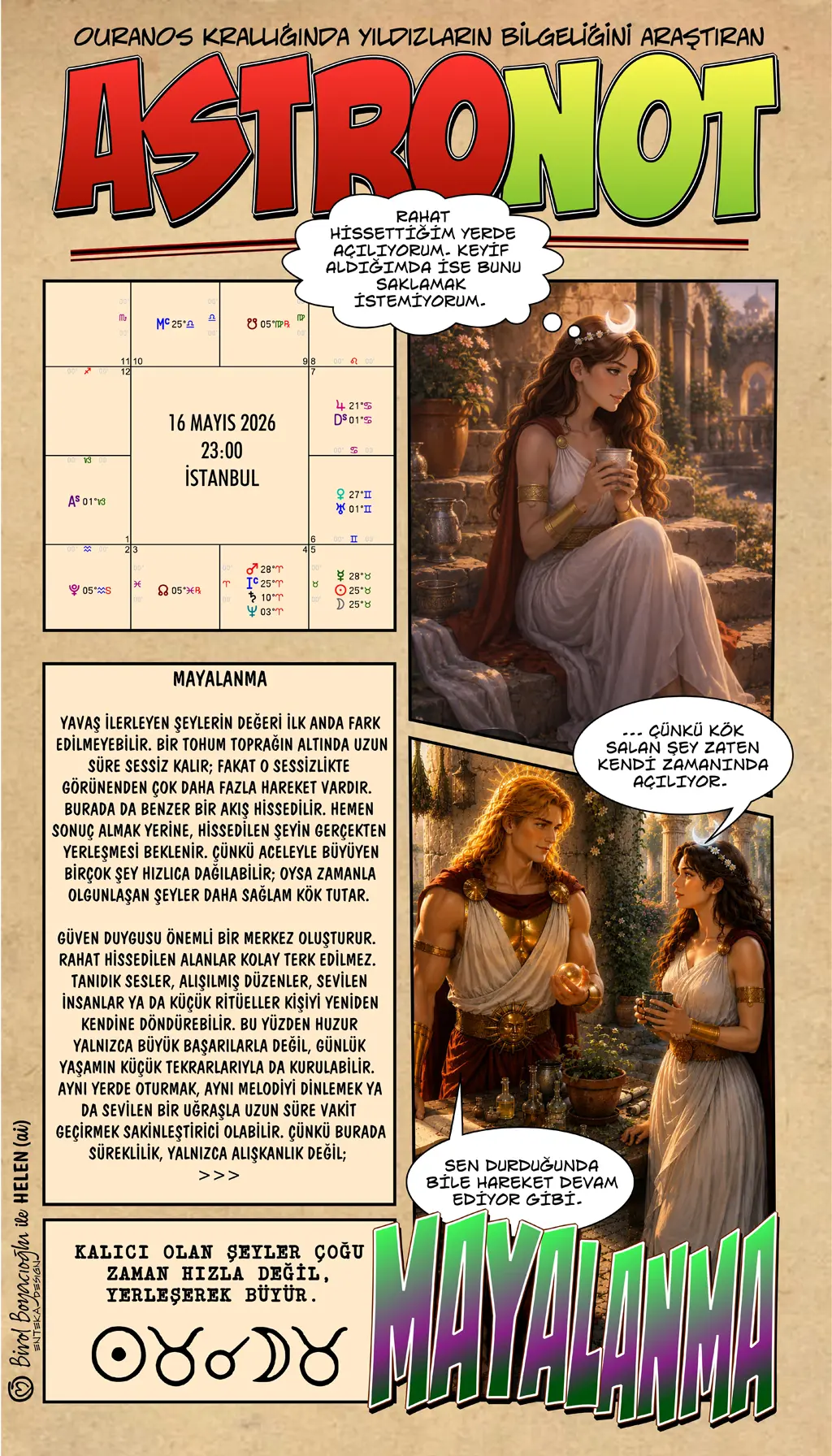 16 Mayıs 2026 günlük astroloji – Mayalanma teması ve yavaş büyüme