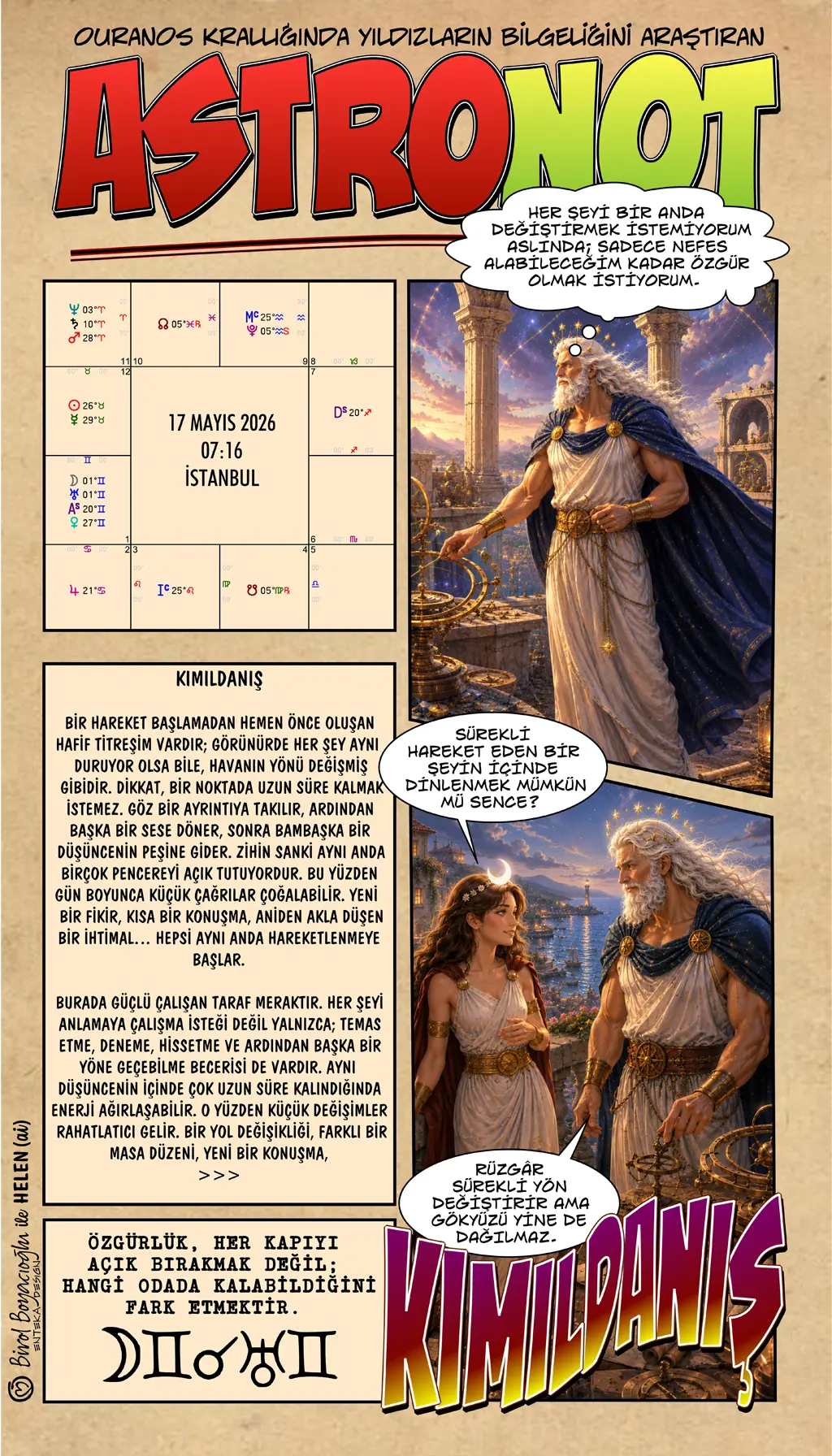 17 Mayıs 2026 günlük astroloji – Kımıldanış teması ve yön değişimi