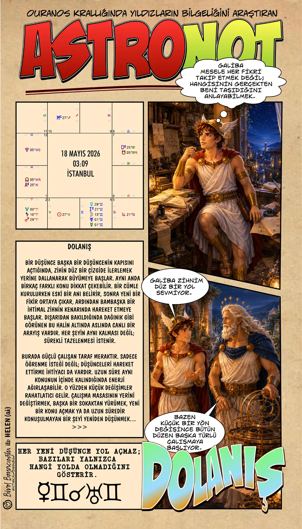 18 Mayıs 2026 günlük astroloji – Dolanış teması ve zihinsel akış