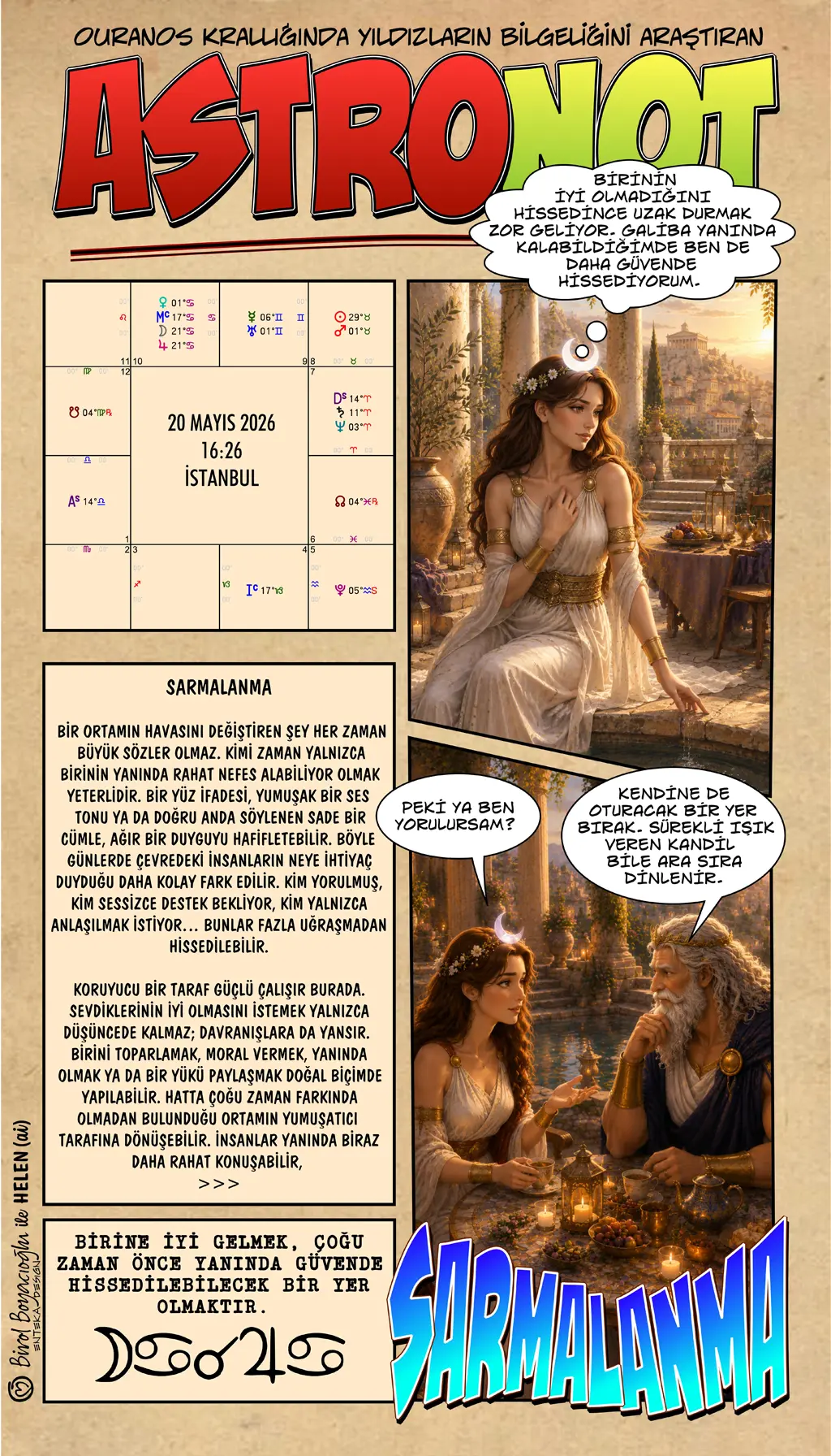 20 Mayıs 2026 günlük astroloji – Sarmalanma teması ve güven duygusu