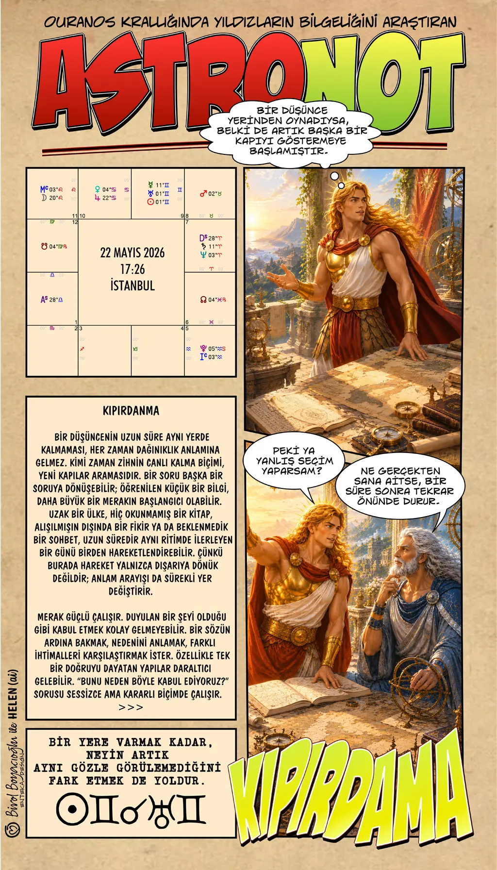 22 Mayıs 2026 günlük astroloji – Kıpırdama teması ve zihinsel hareket