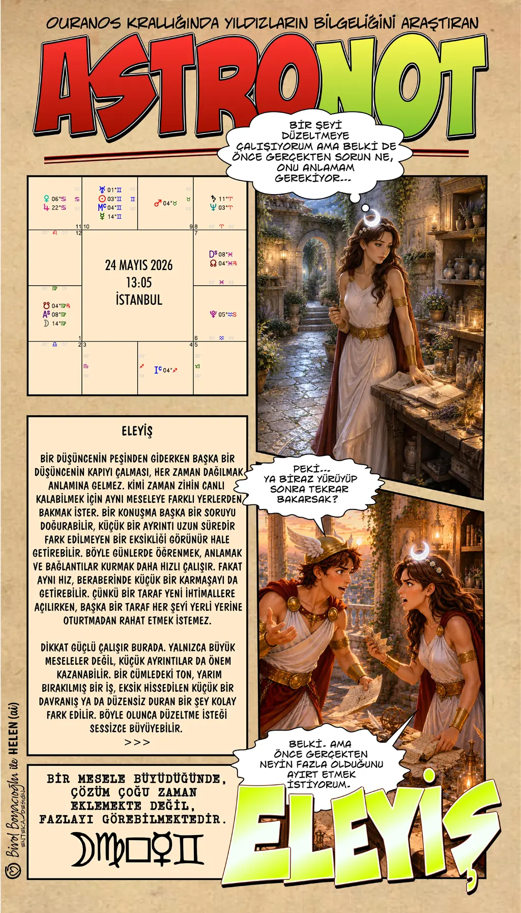 24 Mayıs 2026 günlük astroloji – Eleyiş teması ve sadeleşme