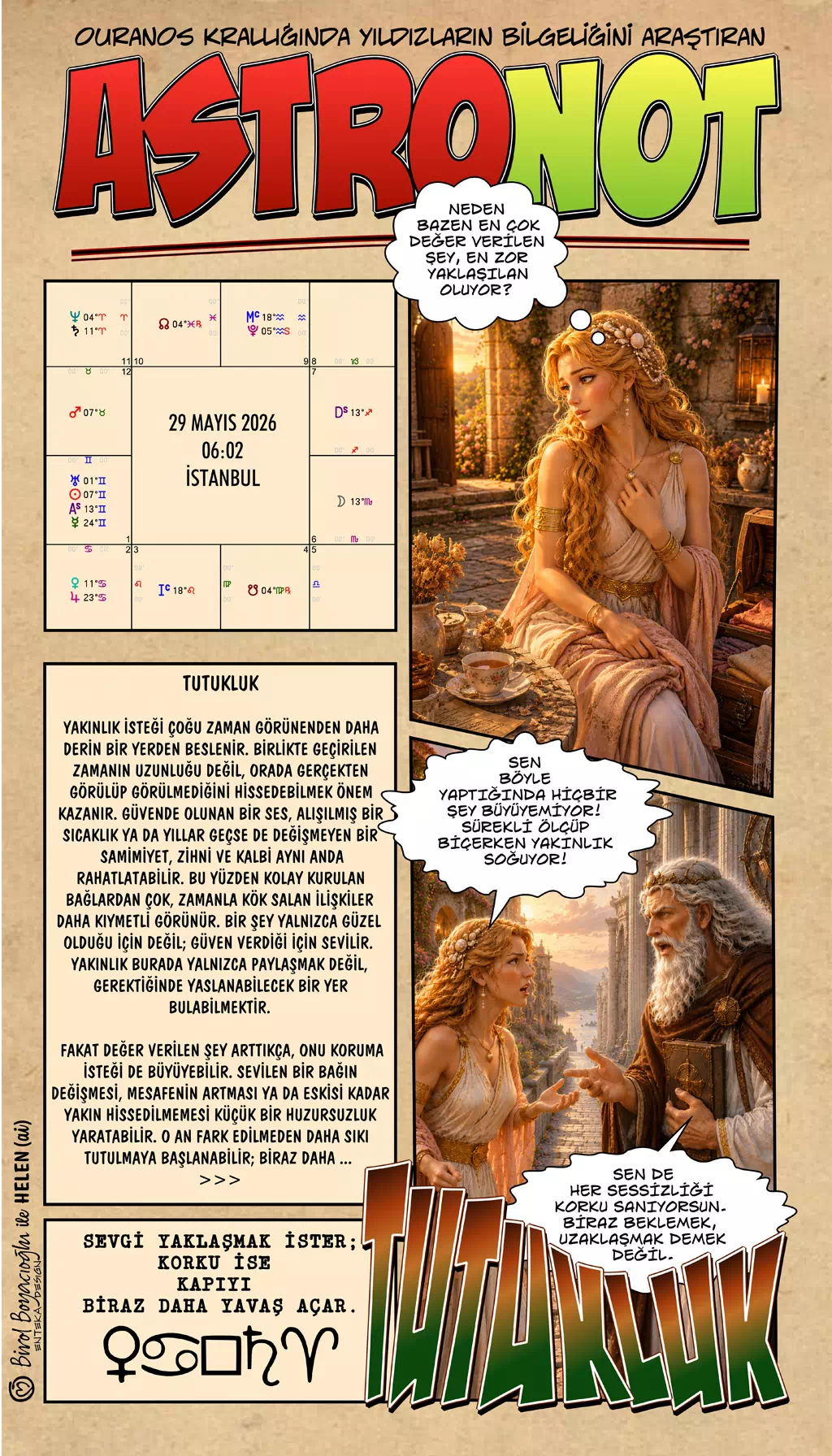 29 Mayıs 2026 günlük astroloji – Tutukluk teması ve duygusal yakınlık