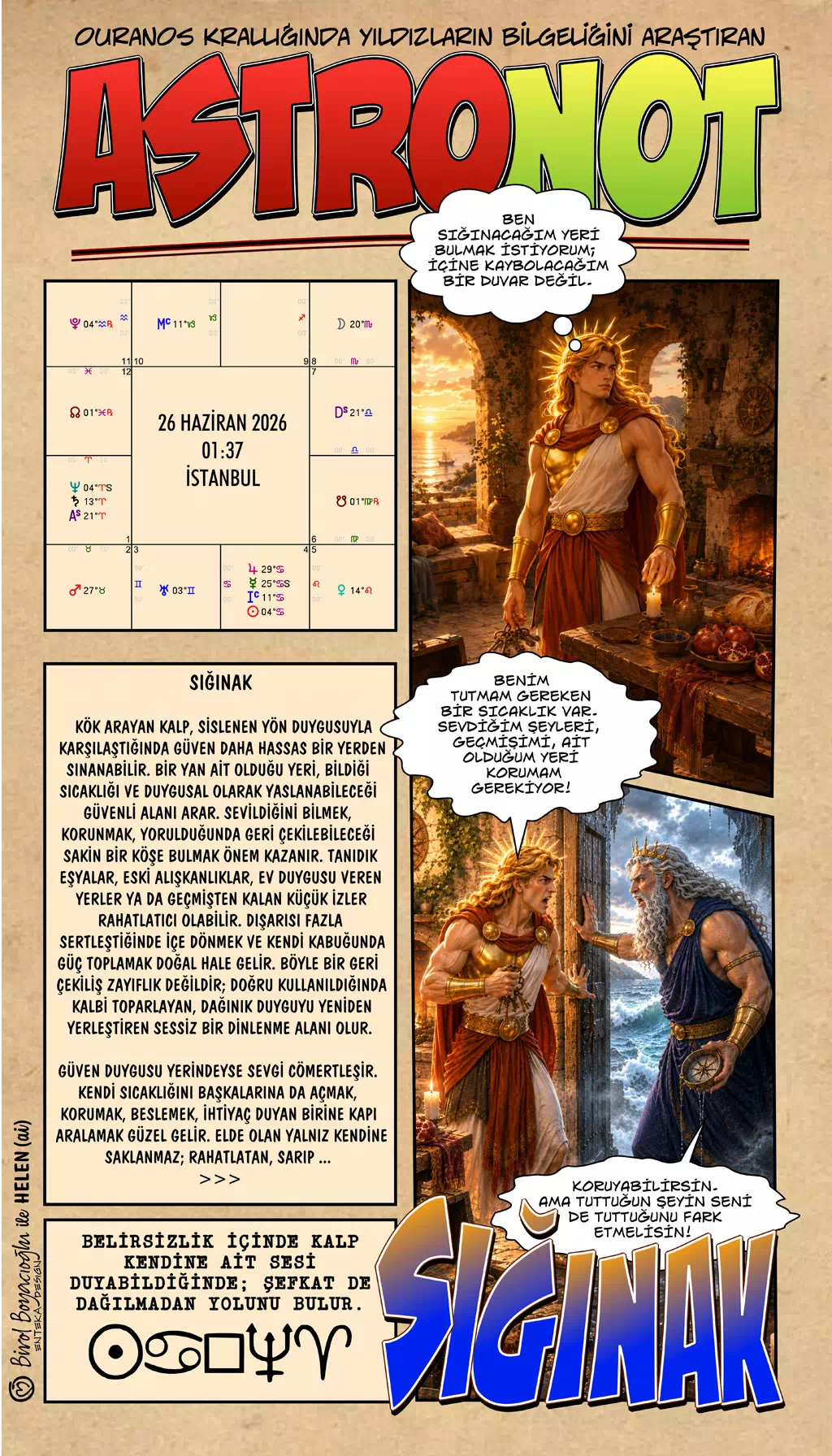 26 Haziran 2026 günlük astroloji – Sığınak teması ve içsel güven