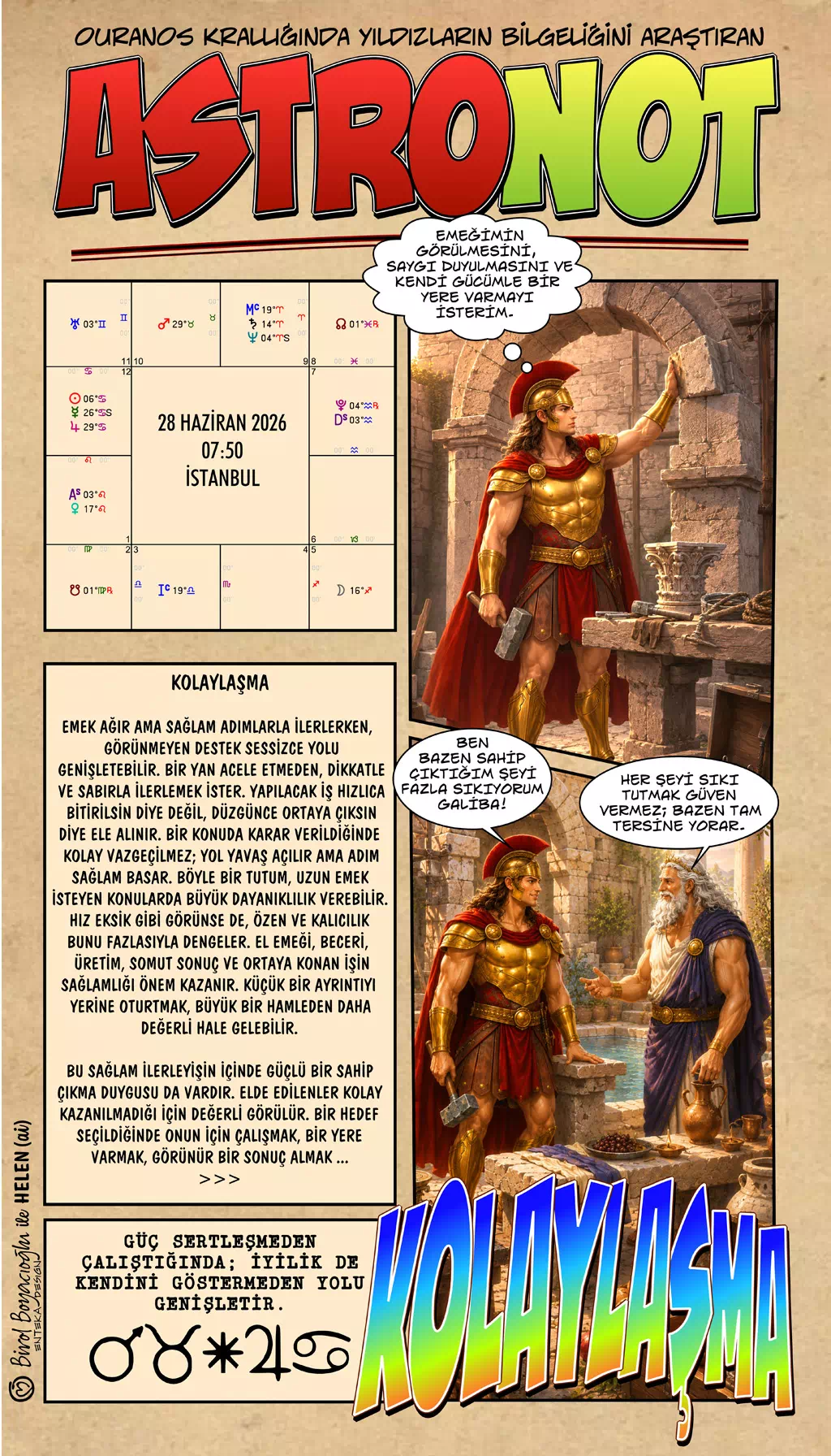 28 Haziran 2026 günlük astroloji – Kolaylaşma teması ve sabırlı ilerleyiş