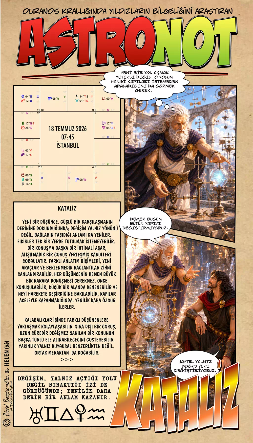 18 Temmuz 2026 günlük astroloji – Kataliz teması ve değişimin derin anlamı
