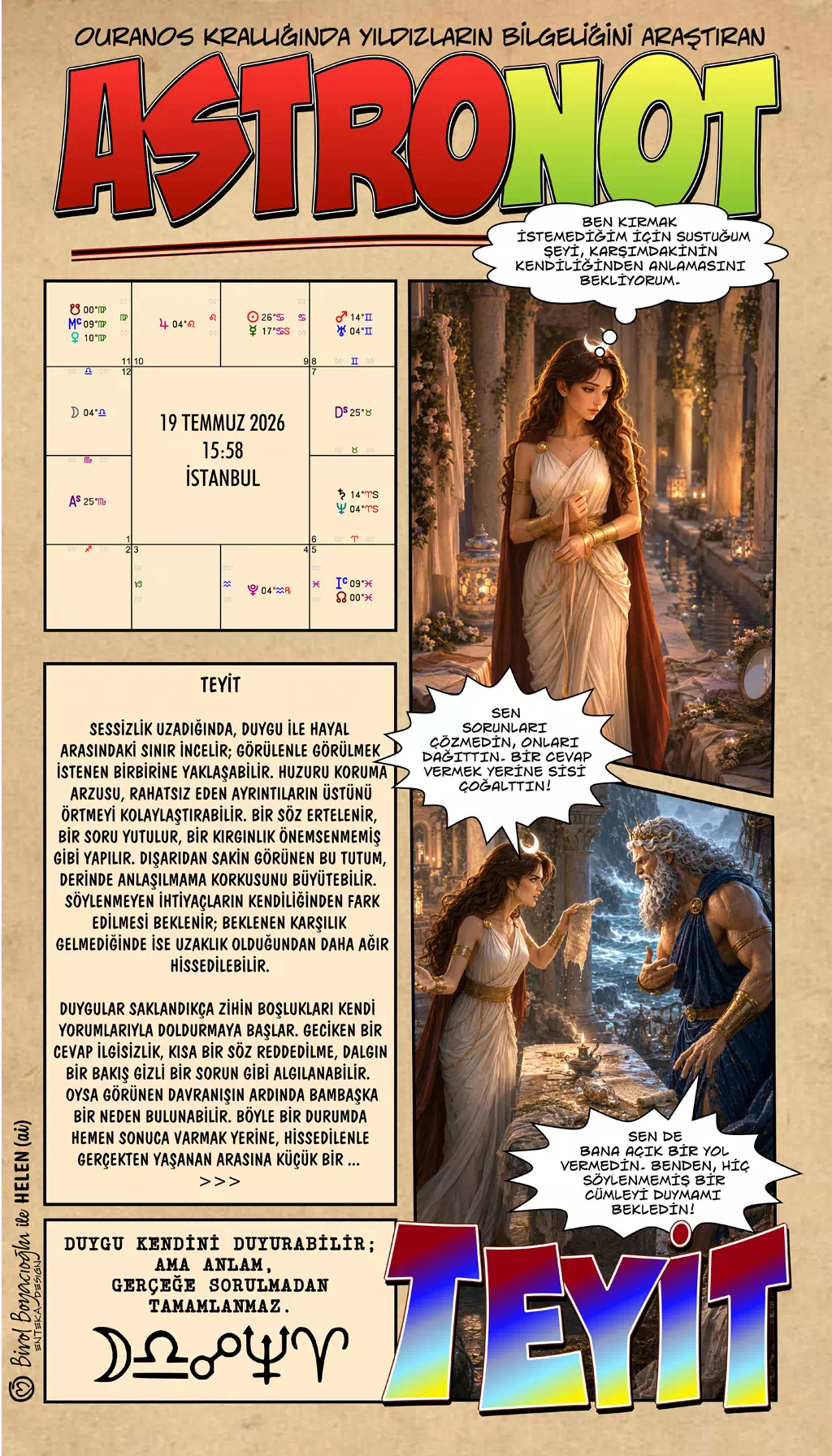19 Temmuz 2026 günlük astroloji – Teyit teması ve gerçeği yoklayarak anlam bulma