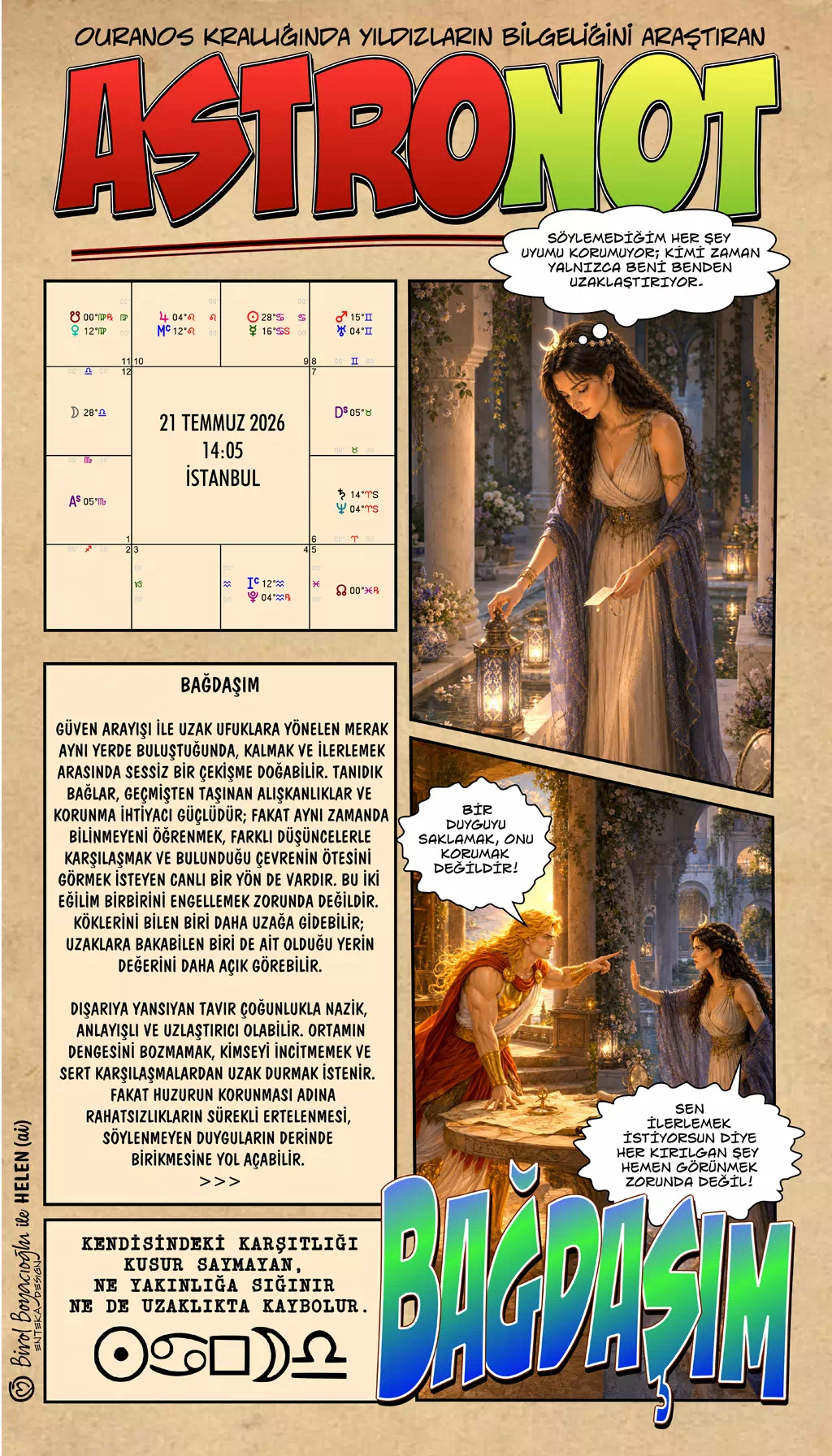 21 Temmuz 2026 günlük astroloji – Bağdaşım teması ve içsel karşıtlıkları dengeleme