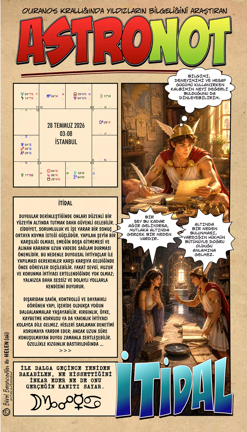 28 Temmuz 2026 günlük astroloji – İtidal teması ve duygu ile gerçek arasında denge