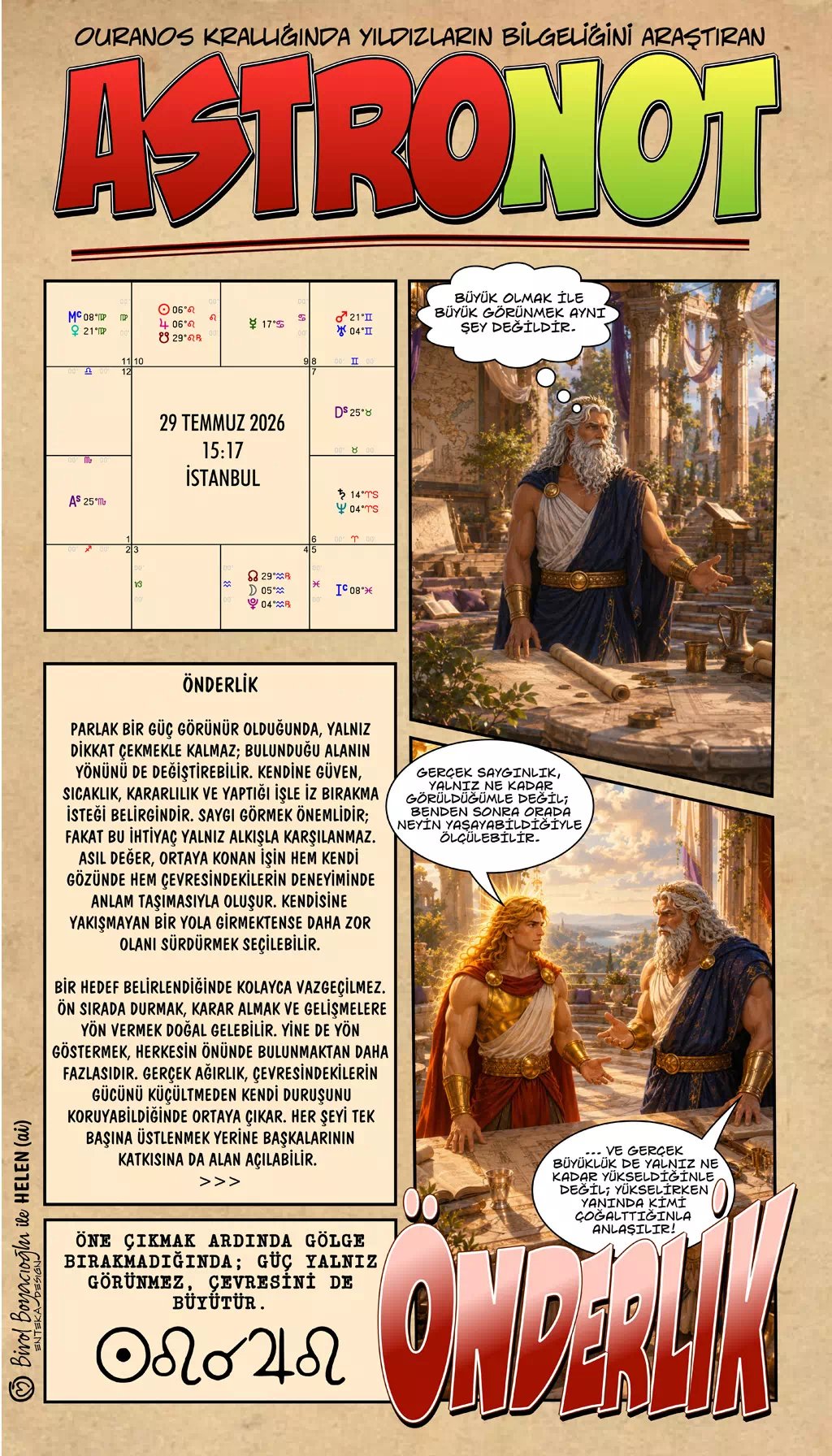 29 Temmuz 2026 günlük astroloji – Önderlik teması ve çevresini büyüten güç