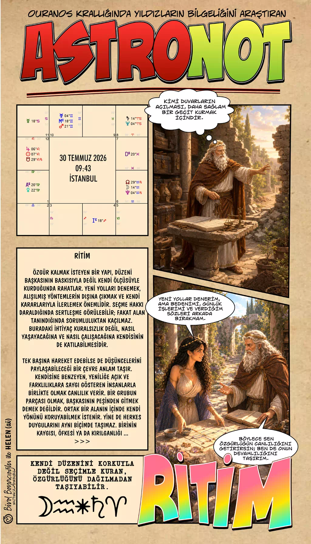 30 Temmuz 2026 günlük astroloji – Ritim teması ve özgürlüğü dağılmadan taşıma