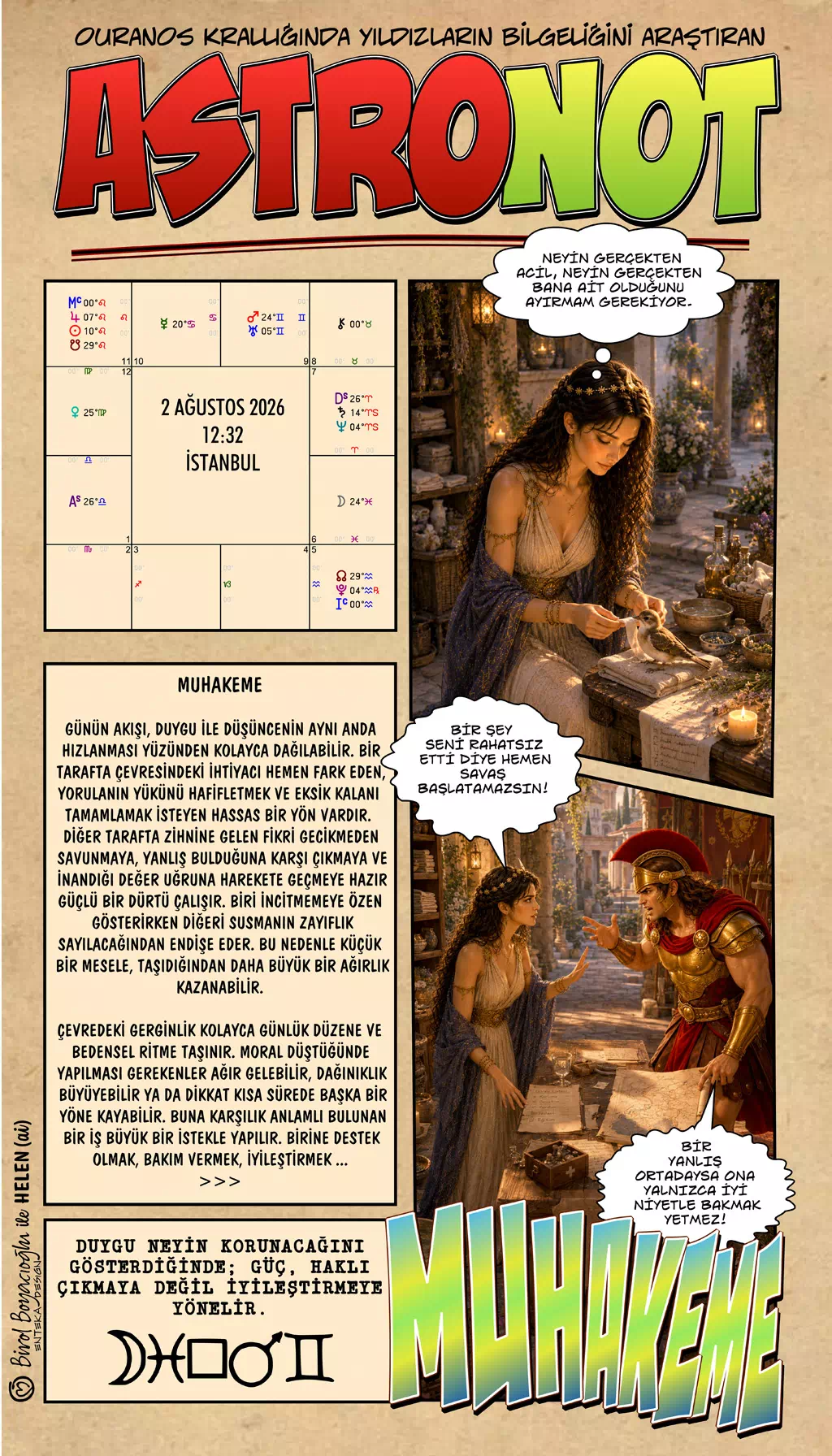 2 Ağustos 2026 günlük astroloji – Muhakeme teması ve duyguyu iyileştirici güce dönüştürme