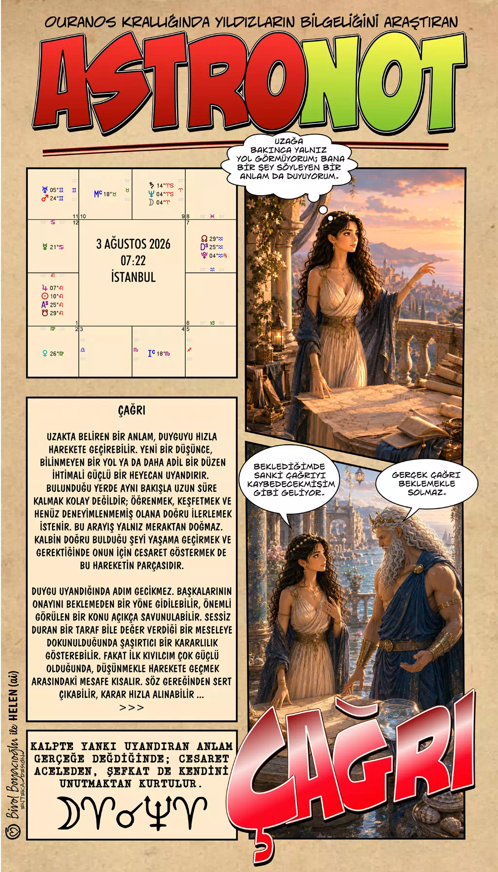 3 Ağustos 2026 günlük astroloji – Çağrı teması ve anlamın cesaret ile şefkati dengelemesi