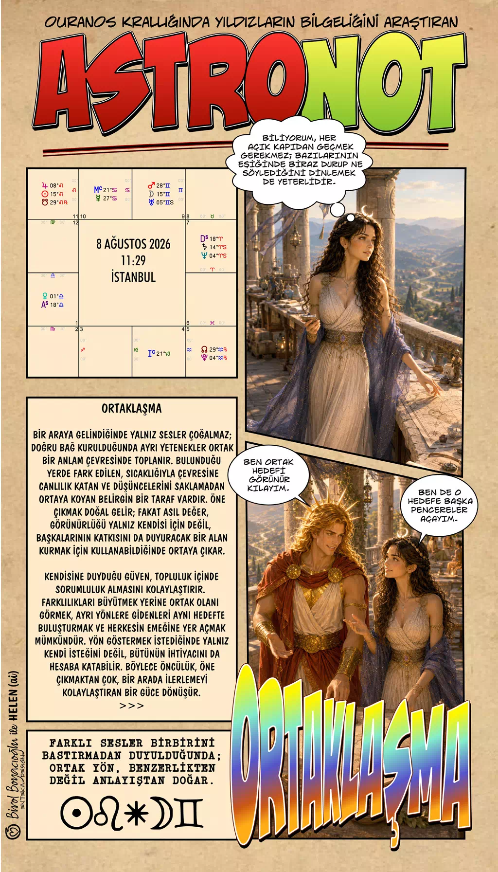8 Ağustos 2026 günlük astroloji – Ortaklaşma teması ve farklı seslerin anlayışta buluşması