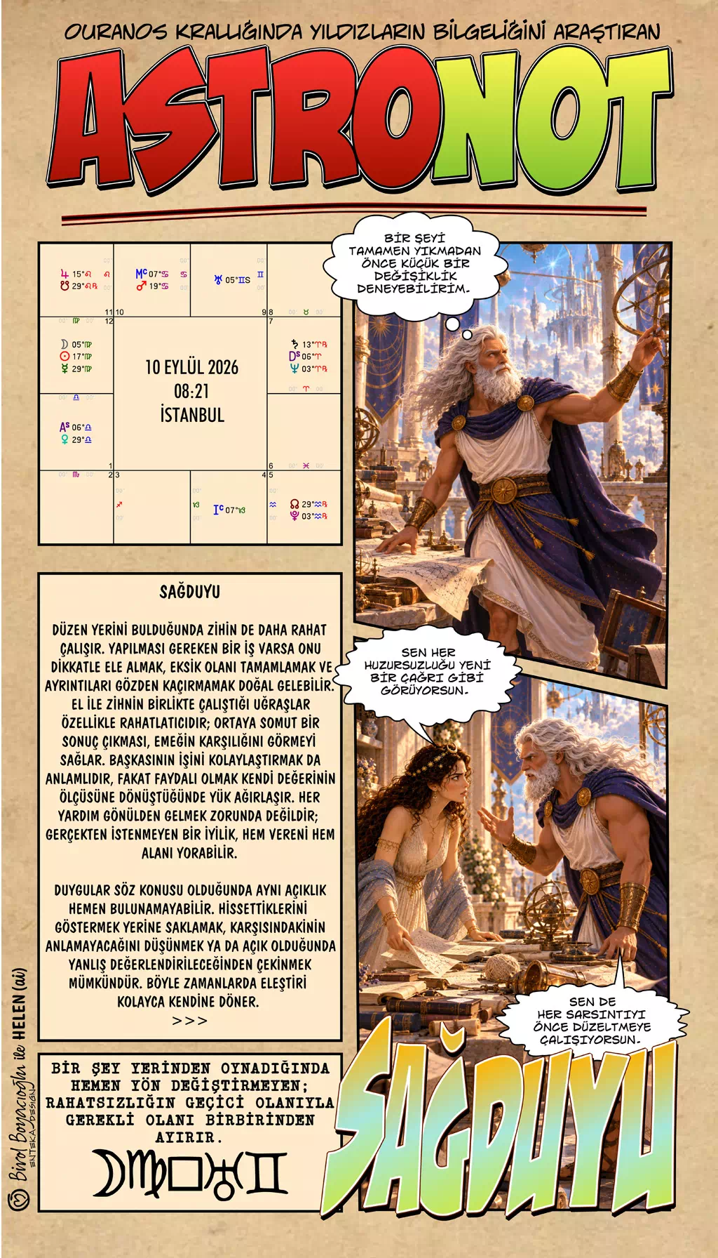 10 Eylül 2026 günlük astroloji – Sağduyu teması ve rahatsızlık karşısında geçici olanla gerekli olanı ayırt etme