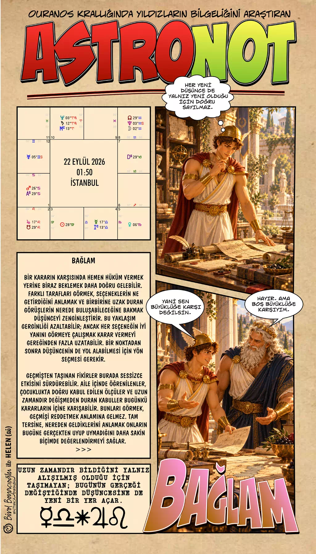 22 Eylül 2026 günlük astroloji – Bağlam teması ve değişen gerçeği fark ederek düşünceye yeni bir yer açma