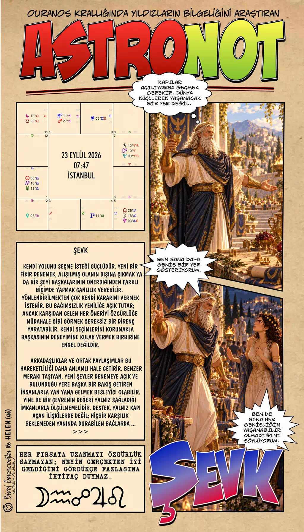 23 Eylül 2026 günlük astroloji – Şevk teması ve özgürlüğü korurken gerçekten iyi gelen yönü seçebilme