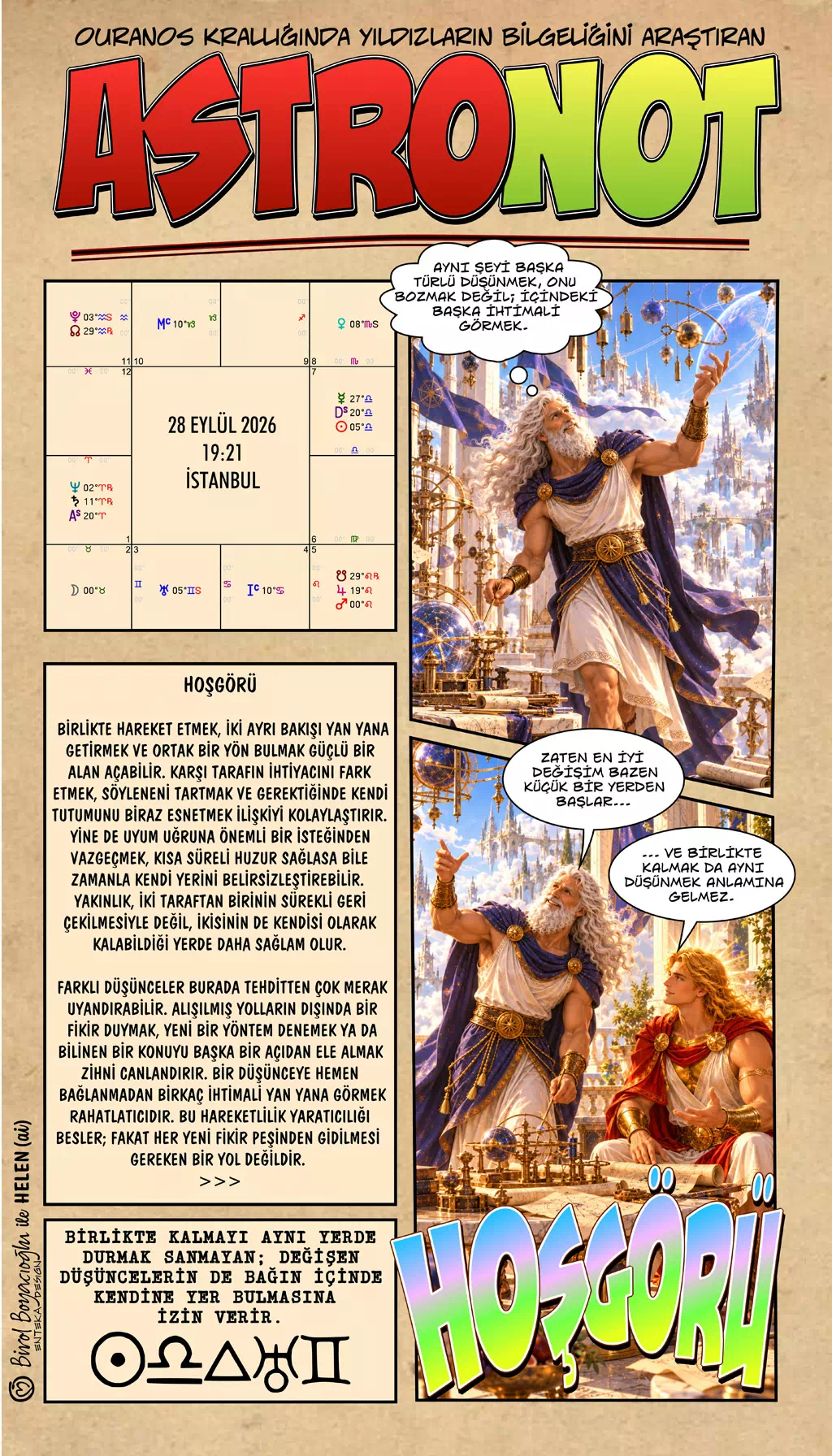 28 Eylül 2026 günlük astroloji – Hoşgörü teması ve farklı düşünceler arasında bağı koruyarak ortak yön bulma