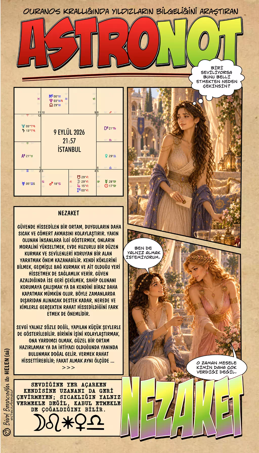 9 Eylül 2026 günlük astroloji – Nezaket teması ve sıcaklığı hem vererek hem kabul ederek çoğaltma