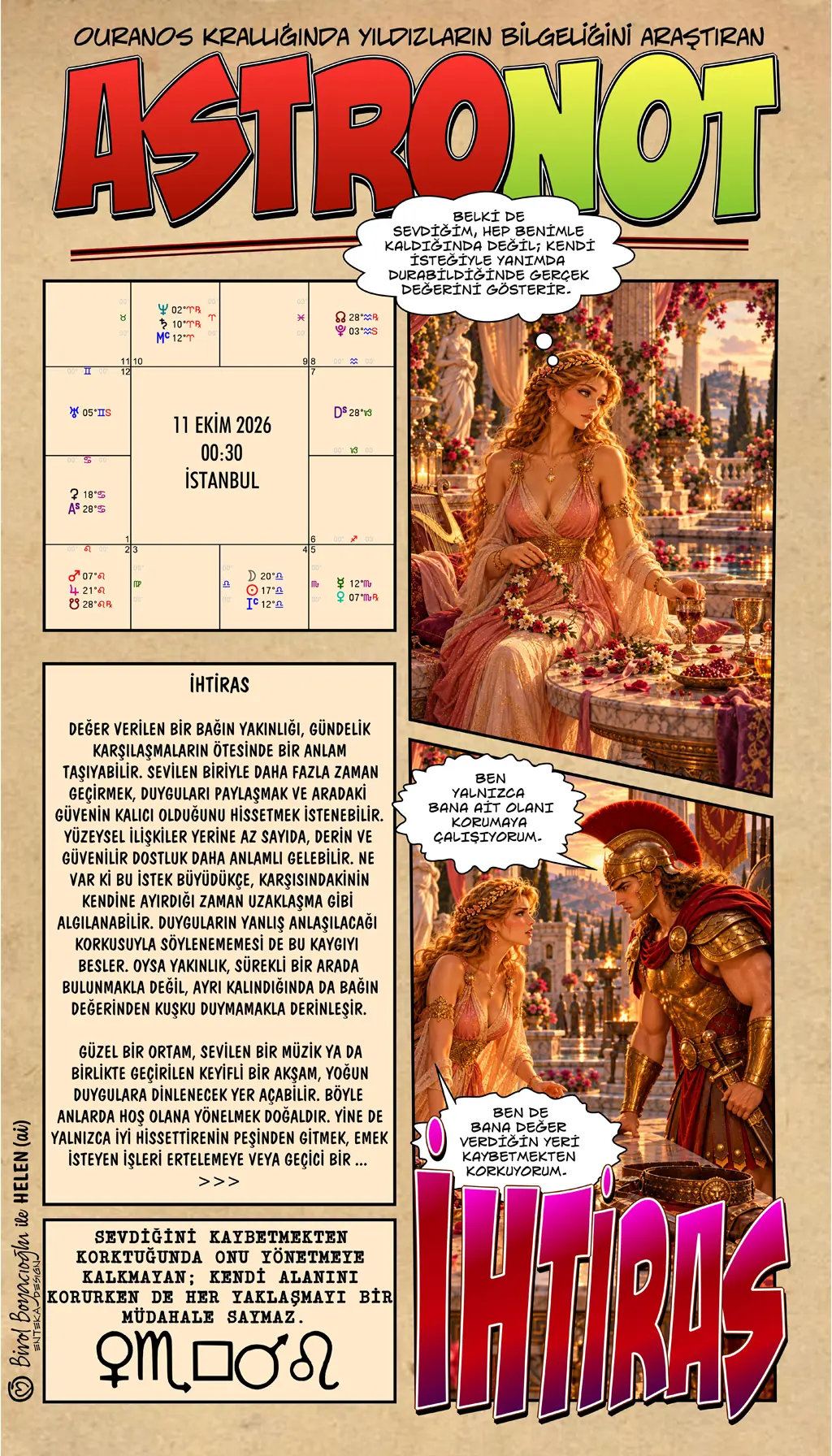 11 Ekim 2026 günlük astroloji – İhtiras teması ve sevilen bağlarda yakınlık ile kişisel alan arasındaki dengeyi koruma